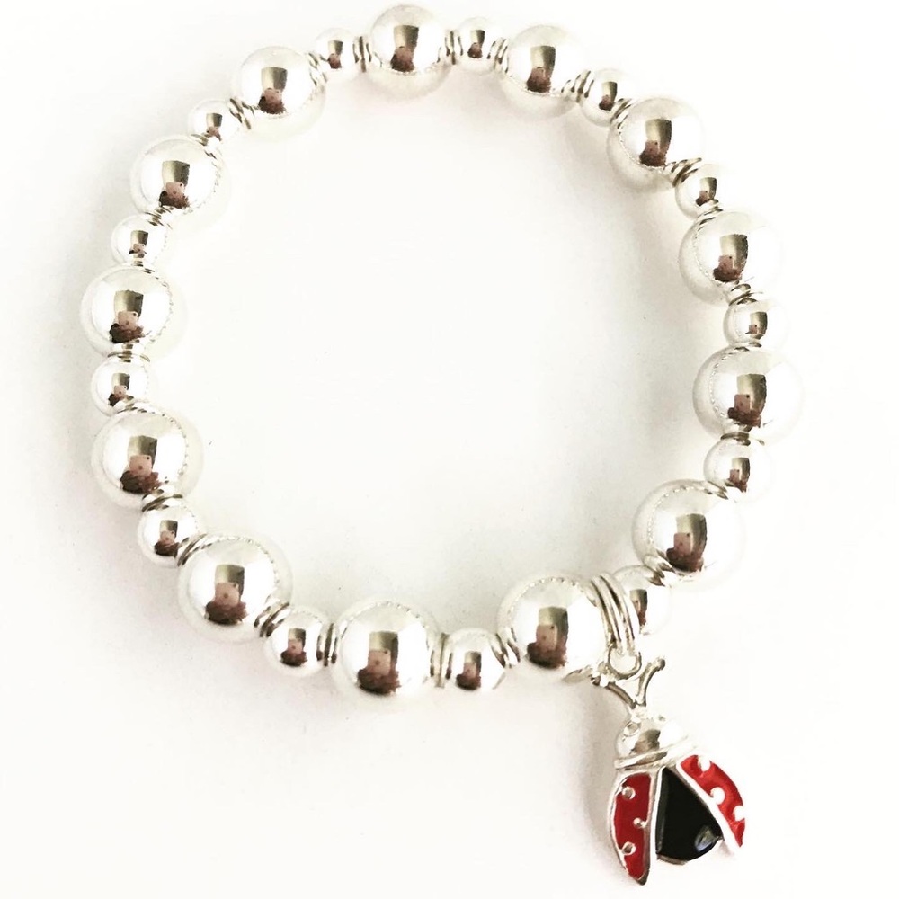 Sterling Silver Ladybug Charm Bracelet